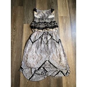 Live and Let Live Sleeveless Dress Womens Medium Black Tan Excellent Paisley Mix